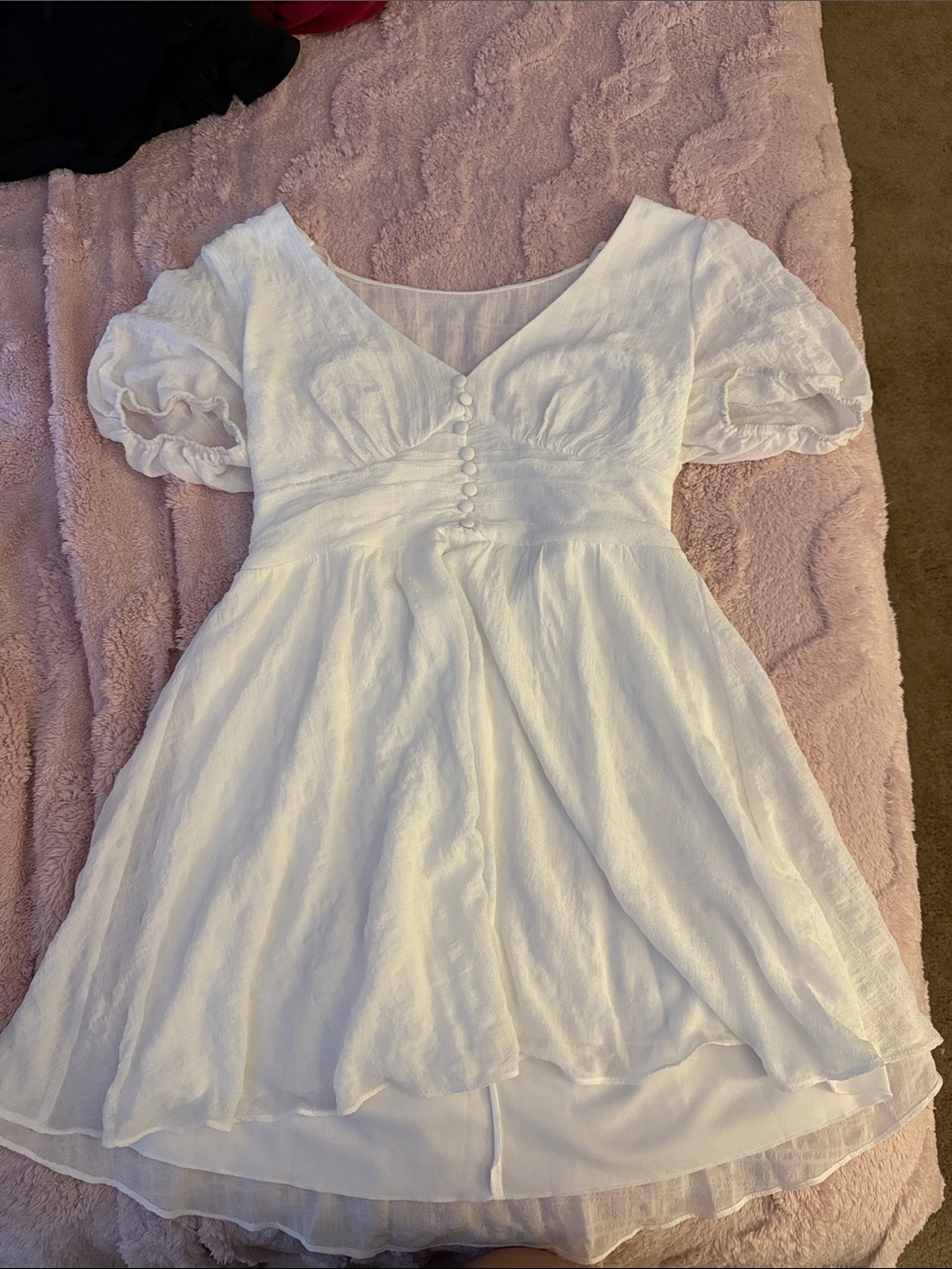 White Puff-Sleeve Dress - Classic Party Dress